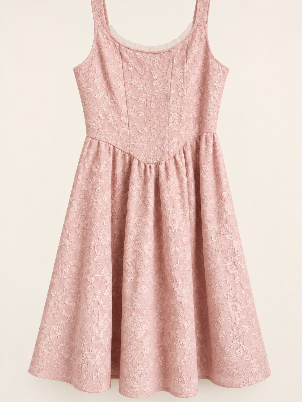 Blush Pink Floral Lace Fit & Flare Dress Size Small